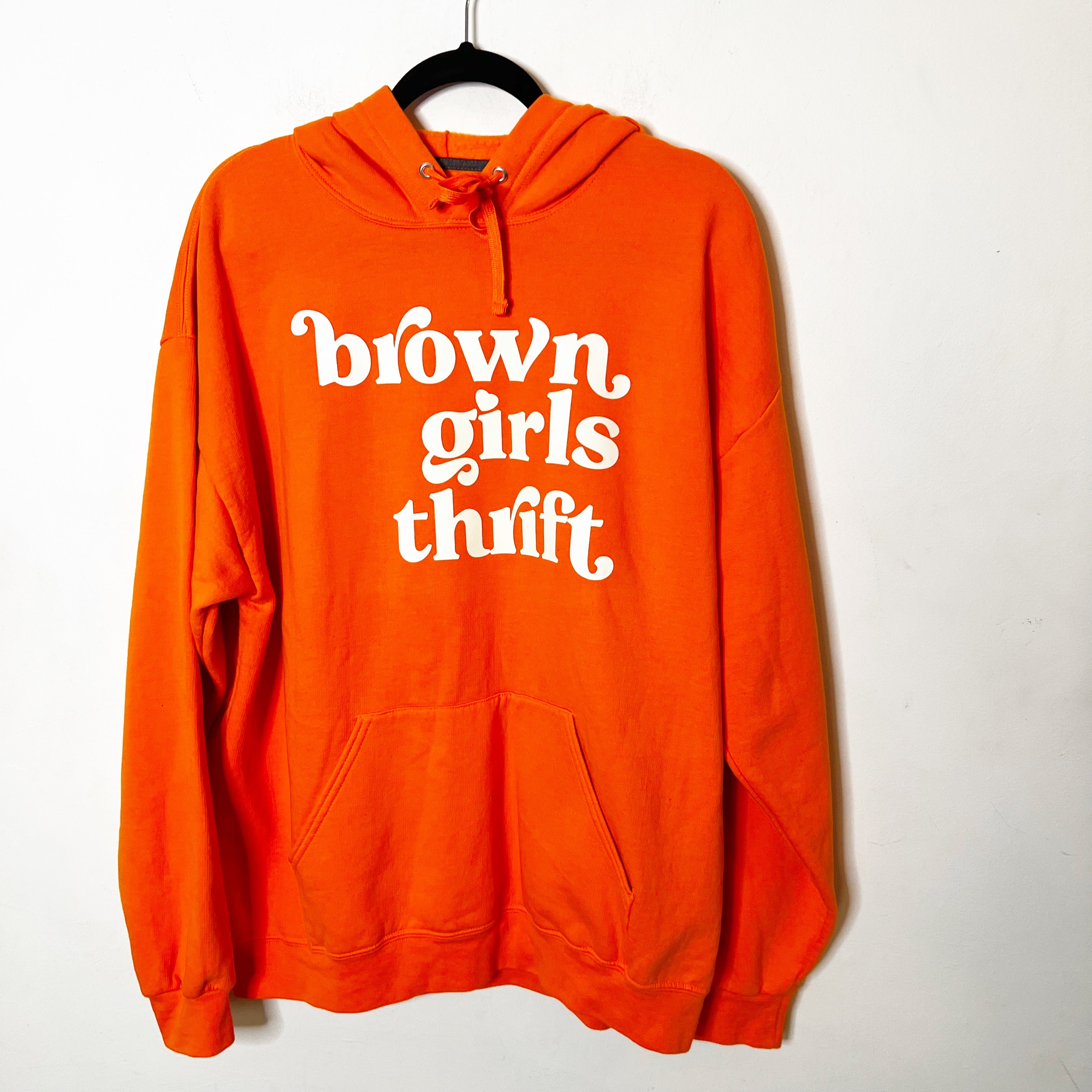 SZ XL Orange and White Brown Girls Thrift Hoodie