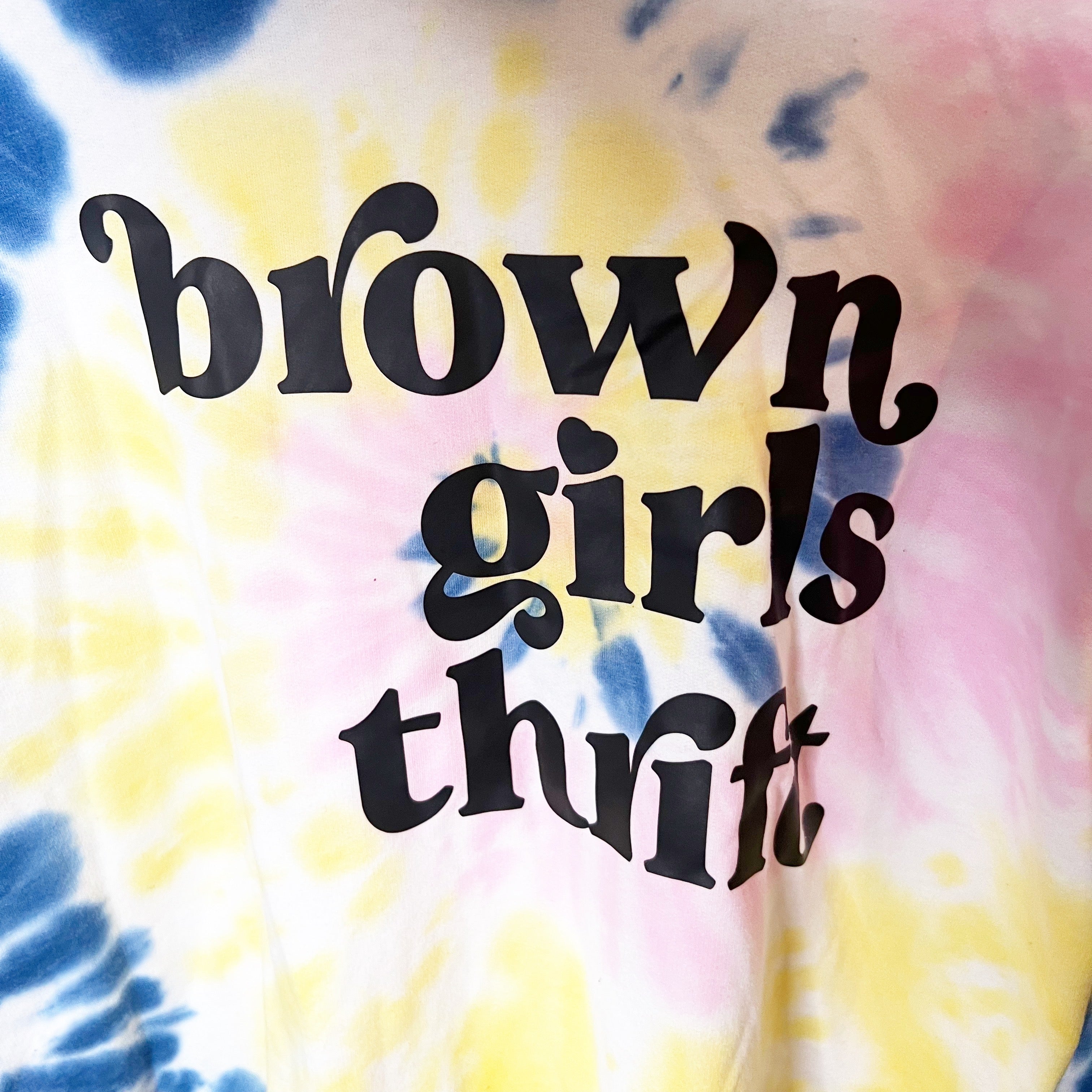 SZ S Tie Dye Crop BGT Hoodie Pink Blue & Yellow