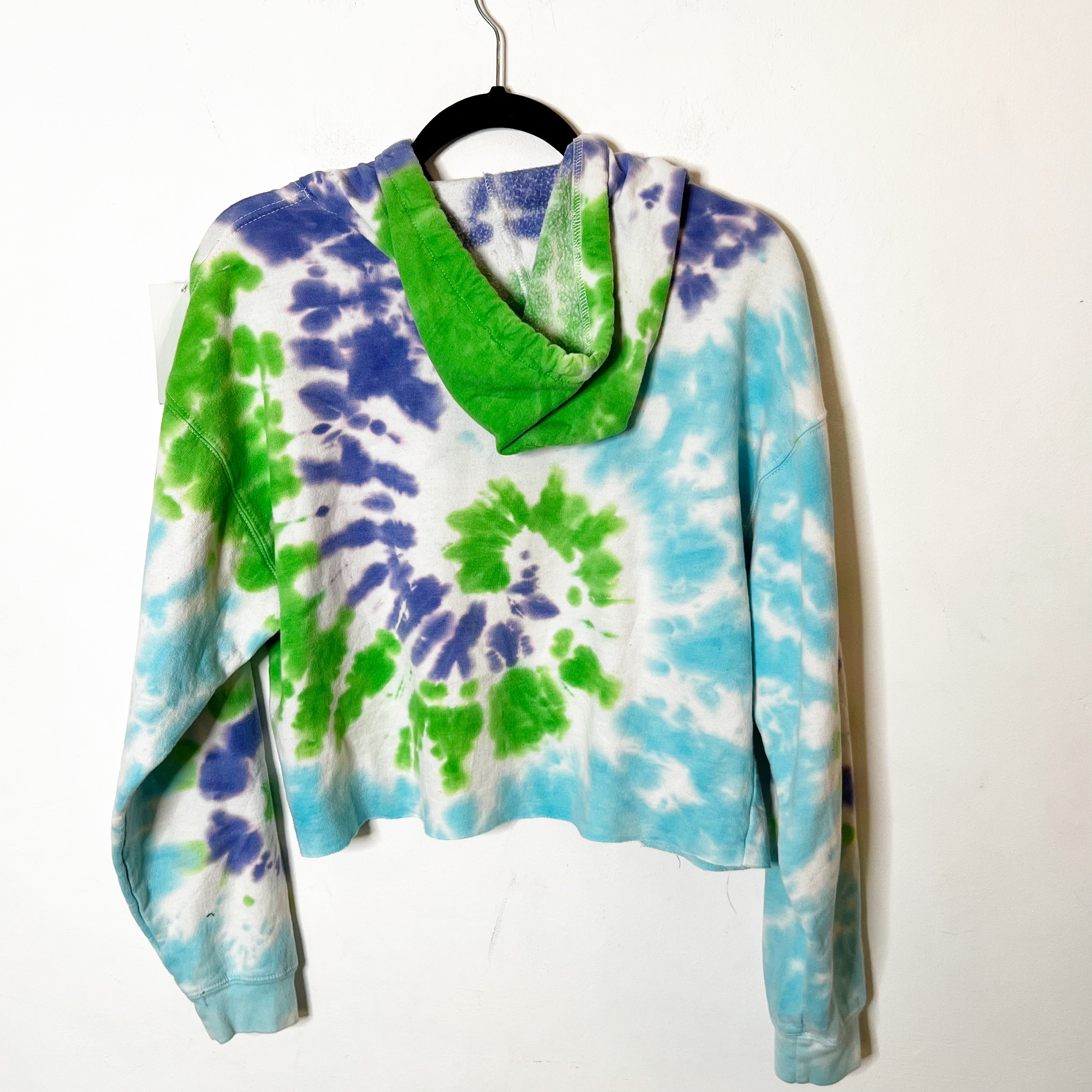 SZ M Tie Dye Cropped  Brown Girls Thrift Hoodie