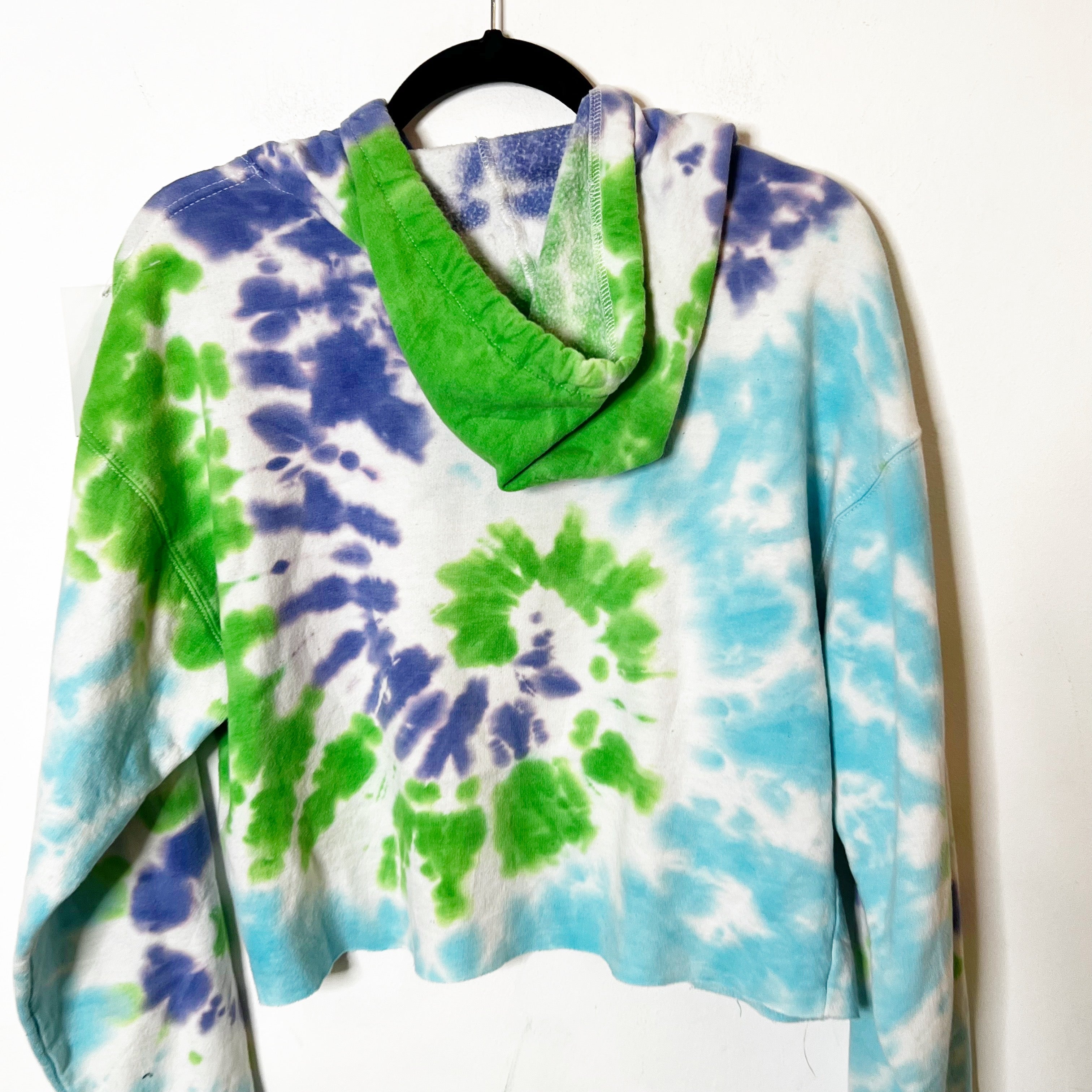 SZ M Tie Dye Cropped  Brown Girls Thrift Hoodie
