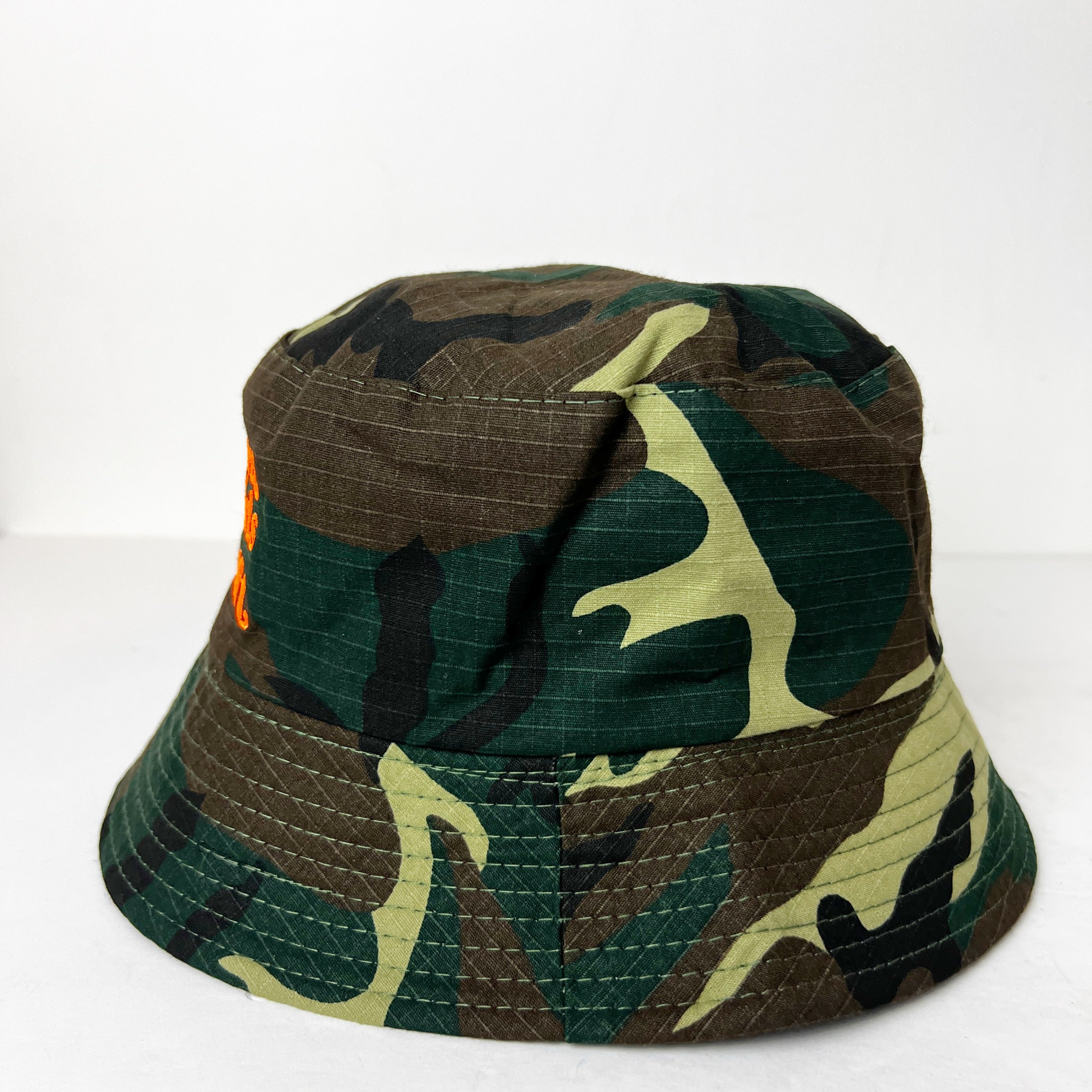 BGT Army Fatigue Bucket Hat Orange Writing