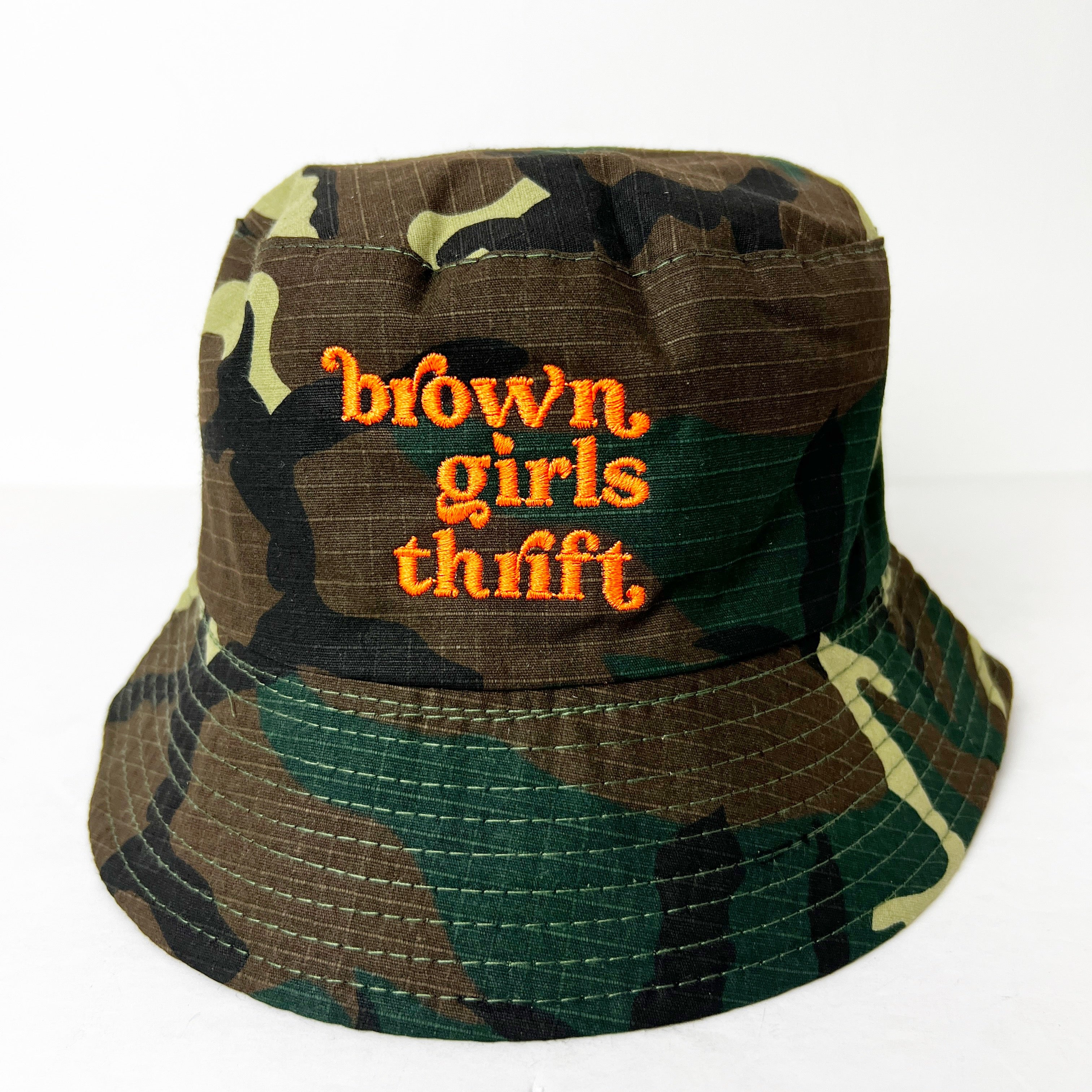 BGT Army Fatigue Bucket Hat Orange Writing
