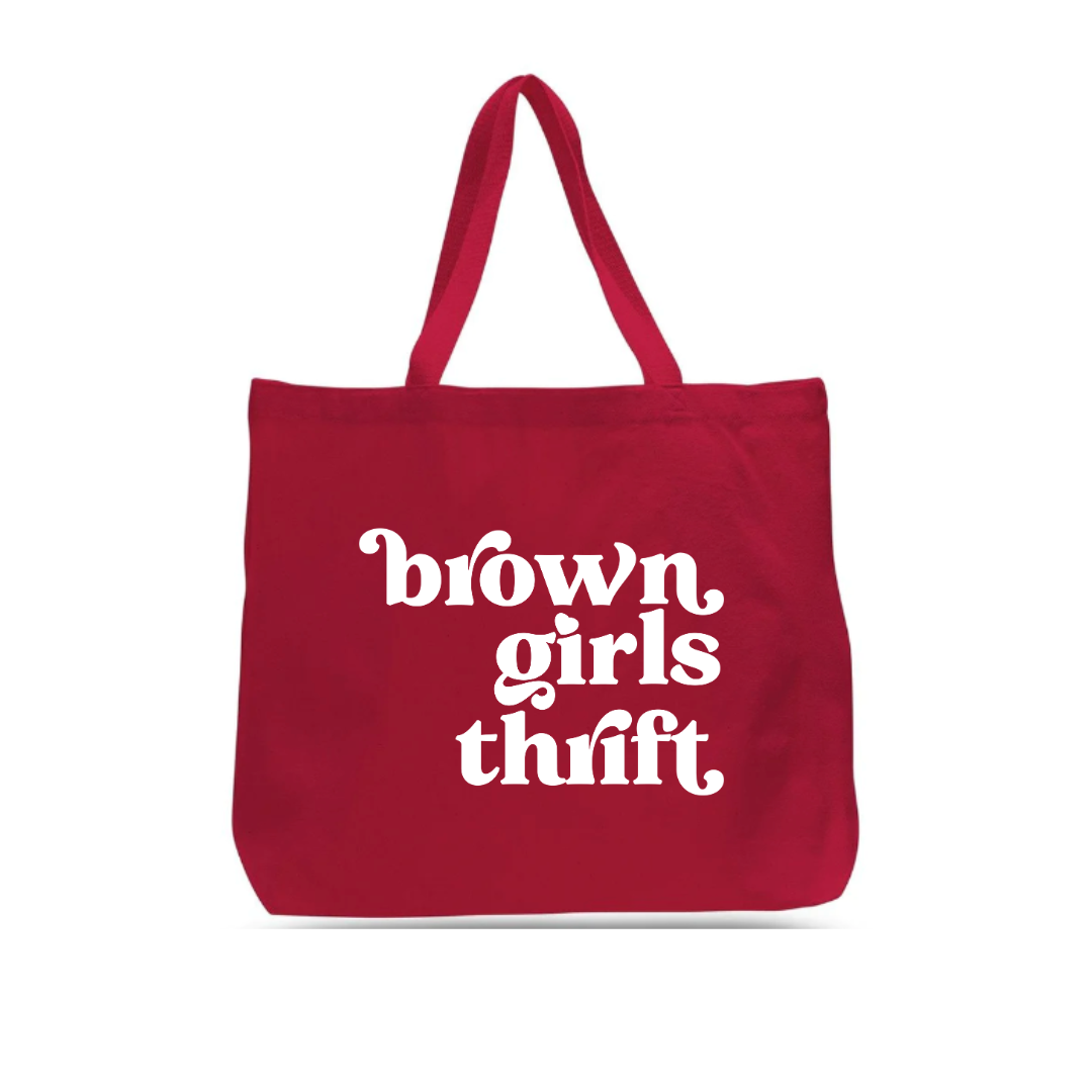 Brown Girls Thrift Red Cavas Tote
