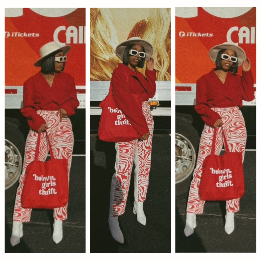 Brown Girls Thrift Red Cavas Tote