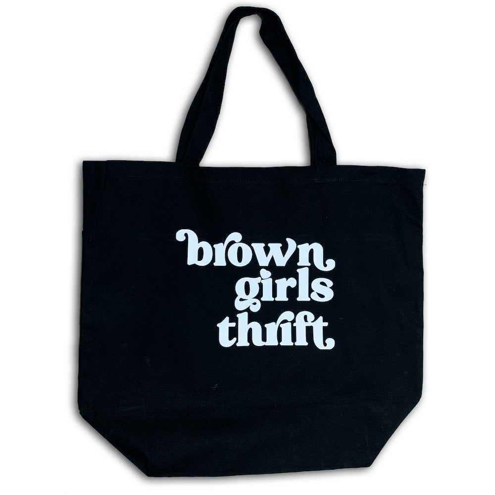 Brown Girls Thrift Canvas Black Tote