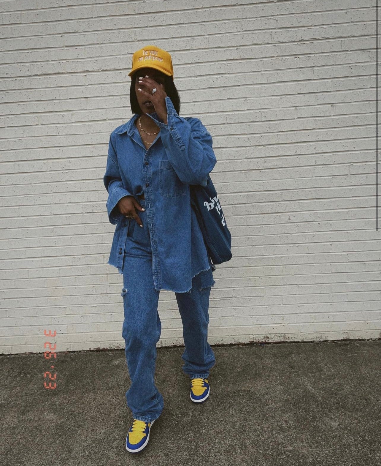 Brown Girls Thrift Blue Cotton Twill Tote